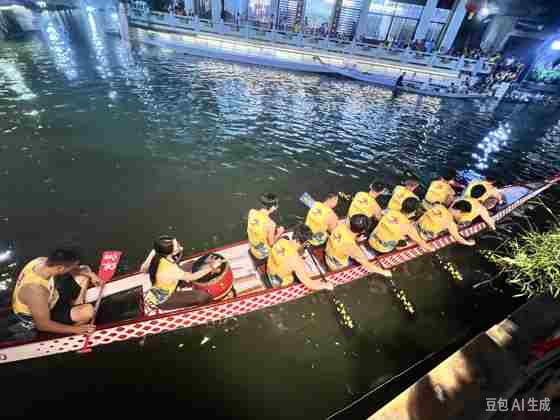 Night race in a narrow canal