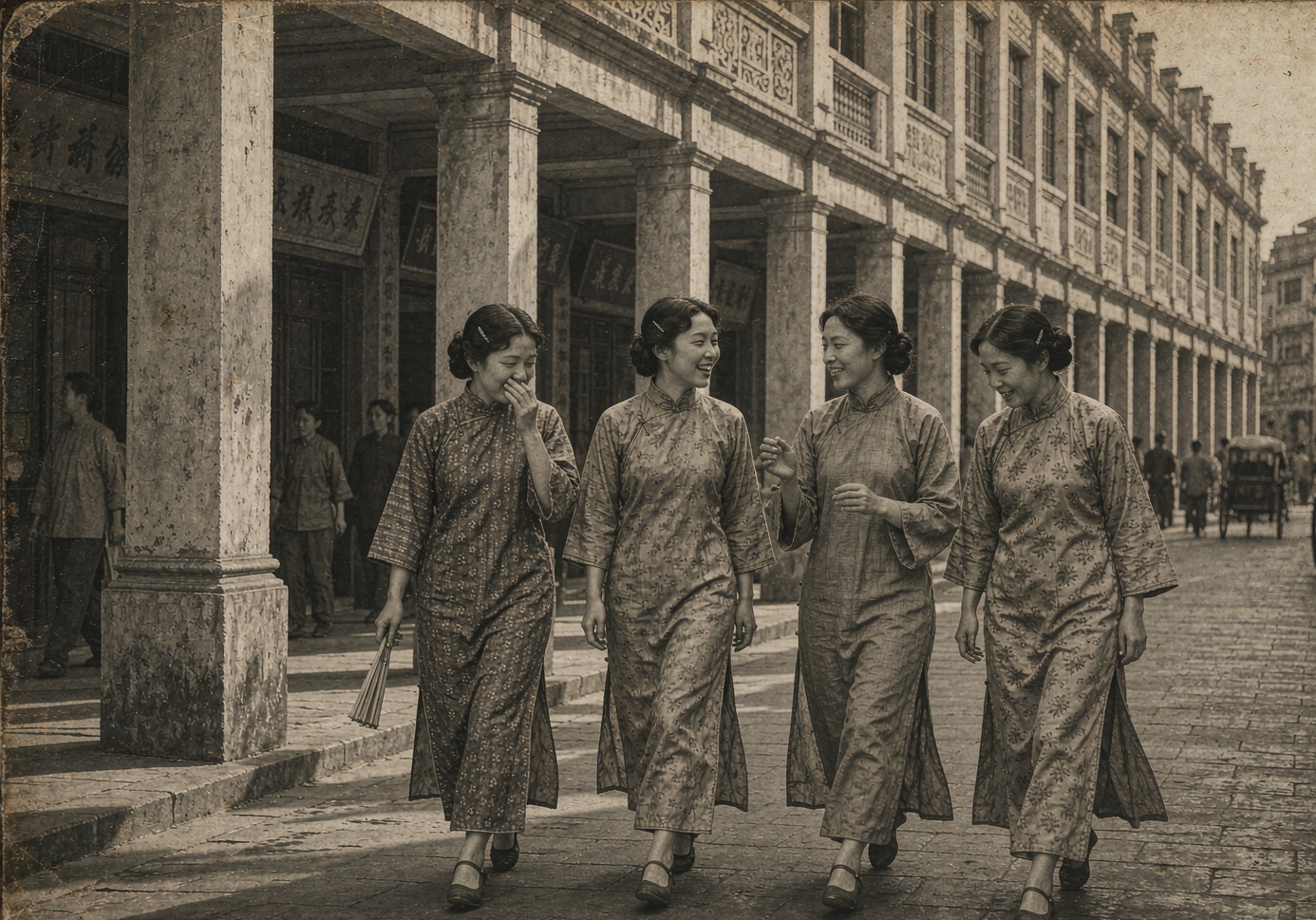 Ladies of Xiguan on a Cantonese arcade street